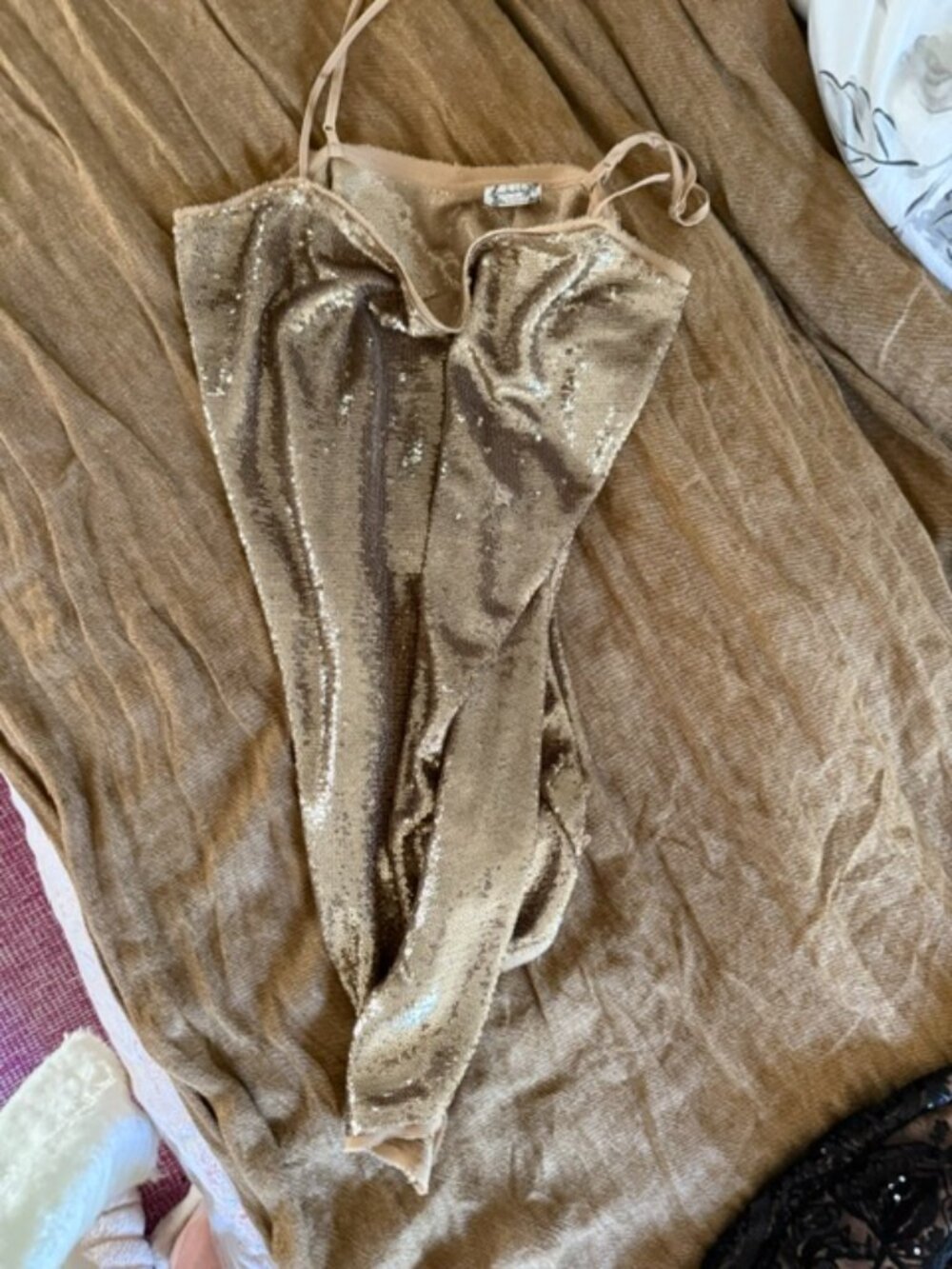 FREE PEOPLe gold sequin dress